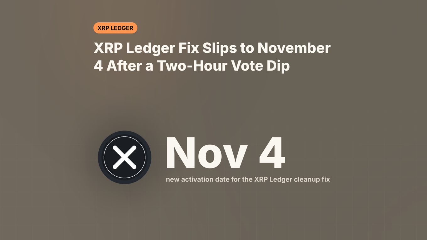 Illustration showing November 4 as the new activation date for the XRP Ledger upgrade fixCleanup3_4_0